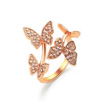 Full Diamond Four Butterfly Ring Light Luxury Index Finger Opening Ring sku image 2