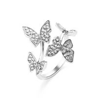 Full Diamond Four Butterfly Ring Light Luxury Index Finger Opening Ring sku image 1