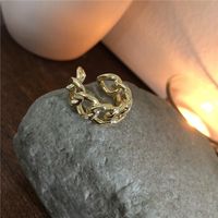 Metal Style Retro Personality Gold-plated Silver Hollow Hollow Twist Chain Open Ring Women sku image 1