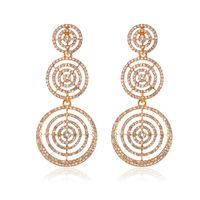 Wholesale New Earrings Exaggerated Full Diamond Multilayer Circle Earrings Female Long Round Hollow Earrings sku image 1