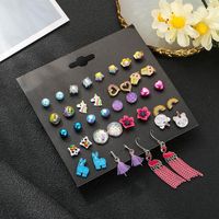 New Fashion Jewelry Earrings Set Of 20 Pairs Of Square Square Zirconia Stud Earrings sku image 1