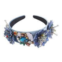 Line Retro Headband Jewelry Tide Flower Gem Diamond Luxurious Wide-band Headband sku image 1