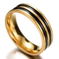 Grenz Überschreitende Explosive Accessoires Mode Retro 18 Karat Gold Zweireihiger Tropf Ring Für Männer Und Frauen All-match Edelstahl Schwarz Glasierte Ring main image 5