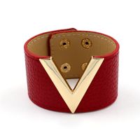 Européen Et Américain De Mode Et Accessoires À La Mode Coréenne Texture Pu En Cuir En Forme De V Personnalisé Femmes De Large Bracelet Multi-couleur main image 3