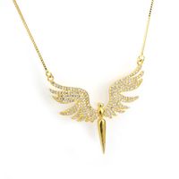 Europe And America Cross Border Platform Angel Gold Plated Zircon Necklace Factory Direct Supply Vacuum Gold Plated White Gold Plated Faith Pendant main image 2
