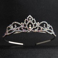 Europe And America Cross Border New Dance Crown Over 8 Years Old Children's Headband Simple Colorful Crystals Wedding Hairware Wholesale main image 1