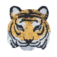 Tiger Double-sided Sequin Cloth Stickers Tiger Head Flip Color Change Sequins Cartoon Animal Cloth Stickers Bag Accessories main image 1