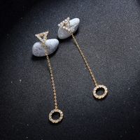 925 Silber Nadel Kreative Lange Geometrische Dreieckige Zirkon Diamant Ring Anhänger Ohrringe Weibliche Japanische Und Koreanische Ohrringe Me00185 sku image 1