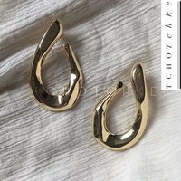 Modischer Einfacher Stil Design Deformierte Geometrische Kreise Halb Offene Ohrringe Übertriebene Große Ohrringe Frauen main image 2