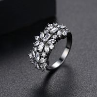 Jinseqi Bague Fleur Coréenne Style De Mode Nouveau De Cuivre Incrusté De Zirconium Femmes Ouverture Réglable De Pistolet Noir Anneau Cadeau main image 1