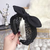 Koreanische Neue Qualität Großhandel Haarschmuck Koreanische Spitzen Netz Blüten Blätter Bowknot Kaninchen Ohren Breites Stirnband Stirnband Stirnband main image 1