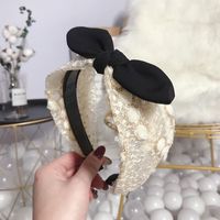 Koreanische Neue Qualität Großhandel Haarschmuck Koreanische Spitzen Netz Blüten Blätter Bowknot Kaninchen Ohren Breites Stirnband Stirnband Stirnband main image 3