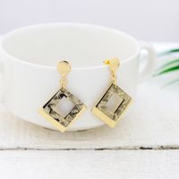 South Korea Dongdaemun Popular Acetate Plate Earrings 2021 New Geometric Rhombus Retro Ethnic Style Metal Earrings sku image 1