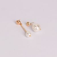 Mat Texture Métallique Alliage Boucles D'oreilles Perle D'eau Douce Minimaliste Rétro Dongdaemun Même Produit Boucles D'oreilles Pour Les Femmes main image 3