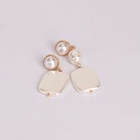 Matte Texture Metallic Alloy Stud Earrings Freshwater Pearl Minimalist Retro Dongdaemun Same Product Earrings For Women main image 5