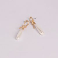 Mat Texture Métallique Alliage Boucles D'oreilles Perle D'eau Douce Minimaliste Rétro Dongdaemun Même Produit Boucles D'oreilles Pour Les Femmes main image 8