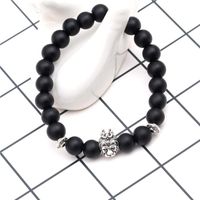 Mat Noir Givré Pierre Bracelet Perles 8mm Élastique Roche Volcanique Singe Tête Tête De Lion Bracelet En Gros main image 6