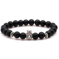 Mat Noir Givré Pierre Bracelet Perles 8mm Élastique Roche Volcanique Singe Tête Tête De Lion Bracelet En Gros main image 4