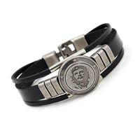 Hommes De Nouveau Bracelet Punk Portrait Rivet Vachette Bracelet De Mode Ornement Étudiant Harem Bracelet main image 2