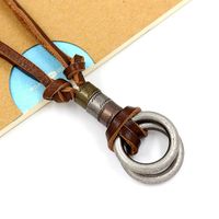 Mens Geometric Alloy Ring Chain Leather Rope Necklaces Hm190411116715 main image 3