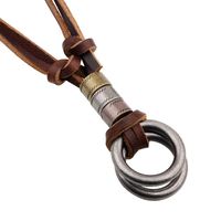 Mens Geometric Alloy Ring Chain Leather Rope Necklaces Hm190411116715 main image 5