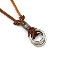 Mens Geometric Alloy Ring Chain Leather Rope Necklaces Hm190411116715 main image 6