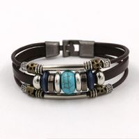 Vintage Turquoise Perlée Style Ethnique Bracelet En Cuir Multicouche De Mode De Bracelet Hommes Et Femmes De Bracelet En Cuir Accessoires main image 1