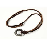 Mens Geometric Alloy Ring Chain Leather Rope Necklaces Hm190411116715 sku image 2