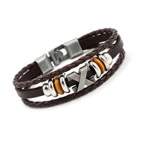 Export Export Schmuck Punk Schmuck Fabrik Direkt Verkauf X Rindsleder Armband Herren Retro Perlen Leders Eil Armband Großhandel sku image 2