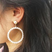 51978 Koreanische Online-promi-marke Geometrische Kreis Ohrringe Temperament Mode Perle Gesicht Dünne Ohrringe Ohrringe Frauen main image 1