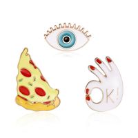 Approvisionnement Du Commerce Extérieur Ok Geste Ange Yeux Pizza Combinaison Créative Broche Sac Boucle Harajuku Style Exquis Badge main image 2