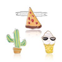 Japanische Und Koreanische Harajuku Wind Kaktus Pizza Coole Brille Eis Kombination Paket Schnalle Brosche Abzeichen Großhandel main image 1
