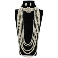 Europe Et En Amérique Croix Frontière Nouvelle Mode Ornement Diamant Perle Fleur Collier Long Pull Chaîne Ornement En Gros 8390 sku image 1