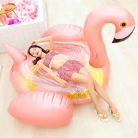 Wanmei Großhandel Ins Neue Pailletten Roségold Flamingo Schwimmende Reihe Aufblasbares Wasser Reittier Erwachsenen Schwimmende Bett main image 4