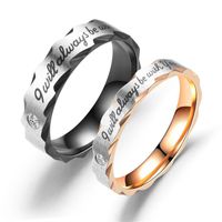 Europäische Und Amerikanische Klassische Modestil Diamant Roségold Schwarz Ring Love Charge Blumen Schergen Paar Ring Hersteller main image 2