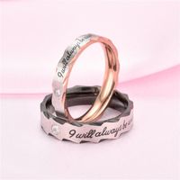 Couple Heart Shaped  Rhinestone Stainless Steel Rings Tp190418118117 main image 5