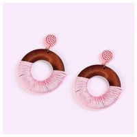 Womens Round Wood Winding Wood Creative Exaggerated Contrast Earrings Rr190419118313 main image 6