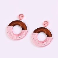 Womens Round Wood Winding Wood Creative Exaggerated Contrast Earrings Rr190419118313 main image 8