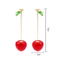 Nouvelle Simulation Doux Cerise Boucles D'oreilles Ins Style Fruits Cerise Capricieux Long Gouttes Pour Les Oreilles 18k Réel Or Anti-allergie main image 6