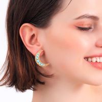 Womens Moon Colorful Rhinestone Fashion Alloy Earrings Qd190419118366 main image 1