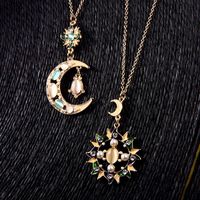 Womens Floral Rhinestone Alloy Dragonfly Dripping Sun Flower Necklaces Qd190419118377 main image 3