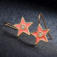 Womens Star-studded  Rhinestone-drip Oil Geometric Star Copper Earrings Qd190419118383 main image 3