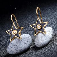 Womens Star-studded  Rhinestone-drip Oil Geometric Star Copper Earrings Qd190419118383 main image 4