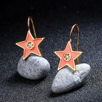 Womens Star-studded  Rhinestone-drip Oil Geometric Star Copper Earrings Qd190419118383 main image 5