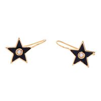 Womens Star-studded  Rhinestone-drip Oil Geometric Star Copper Earrings Qd190419118383 main image 7