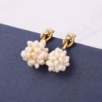 Mode Européenne Et Américaine Tout-match Perle Fleur Boucles D'oreilles 18k Réel Or Perle Boucles D'oreilles En Argent Sterling Aiguille Anti-allergie sku image 1