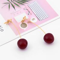 Nouvelle Simulation Doux Cerise Boucles D'oreilles Ins Style Fruits Cerise Capricieux Long Gouttes Pour Les Oreilles 18k Réel Or Anti-allergie sku image 2