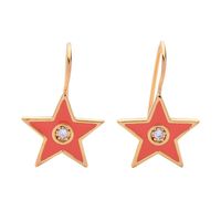 Womens Star-studded  Rhinestone-drip Oil Geometric Star Copper Earrings Qd190419118383 sku image 1