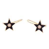 Womens Star-studded  Rhinestone-drip Oil Geometric Star Copper Earrings Qd190419118383 sku image 2