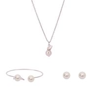 Europäische Und Amerikanische Mode Luxus Perle Strass Legierung Kurze Schlüsselbein Halskette Boutique Dreiteilige Set Schmuck Großhandel sku image 1
